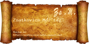 Zsatkovics Máté névjegykártya